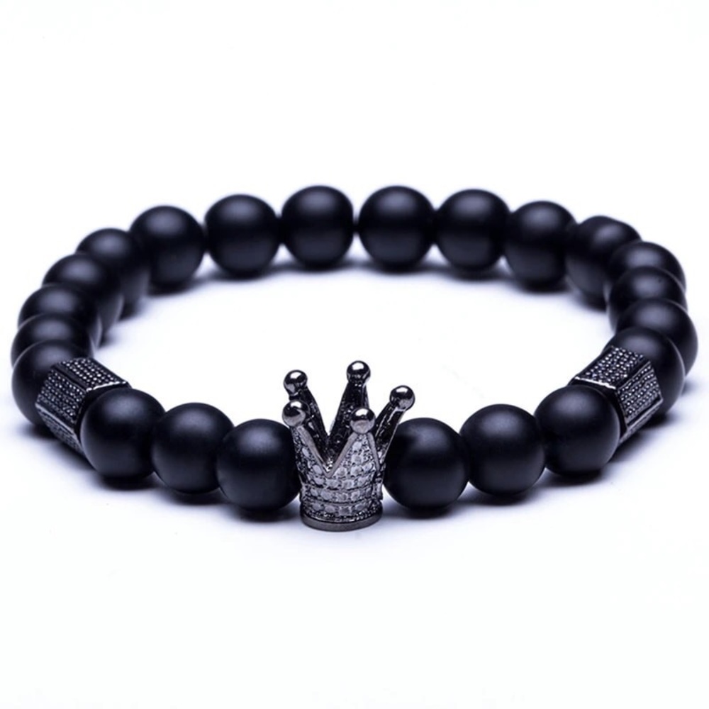 Crown and Natural Stone Bracelet